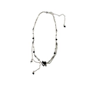 قلادة عنق على شكل قلب أسود من سبيكة عتيقة عصرية جديدة للربيع قلادة عنق للنساء مبالغة في مزاجه داكن ثقافة فرعية XL889 Link - Product Image 1