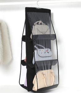 Wholesale Non-Woven Fabric 6-Pocket Handbag Organizer with Transparent Window Moisture-Proof <b>Hanging</b> Storage Bag - Product Image 1