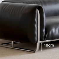 Canapé de style rétro en acier inoxydable noir Bauhaus, canapé en cuir de style antique, luxe léger, trois places, salon