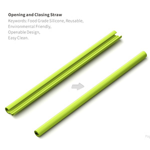 <b>Reusable</b> Silicone Folding <b>Straw</b> 250mm Food Grade Collapsible Drinking <b>Straws</b> For Kids Adults Multicolor - Product Image 3