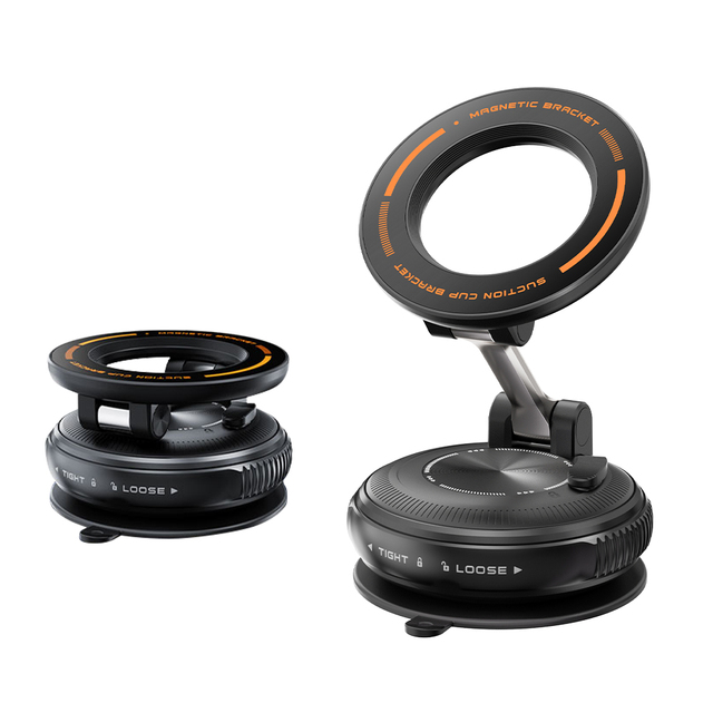 New Universal ABS+PC+TPU Suction Cup Car Phone Holder Stand 360 Rotation Magnetic Windshield Dashboard Holder Black/Silver