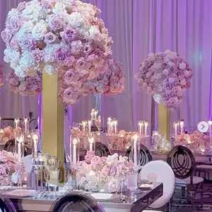 Nuevos accesorios de boda al por mayor Salón de bodas Hotel oro Acero inoxidable decoración boda centro de mesa soporte de flores