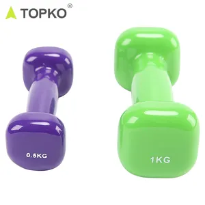 TOPKO-PESAS cuadradas de neopreno, juego de mancuernas de vinilo