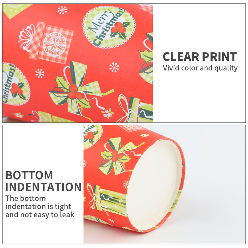 Christmas Series Custom Biodegradable Pe Coated Lined Disposable Coffee Paper Cup for Hot Drink