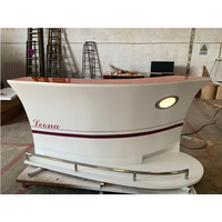 Comptoir de Bar en forme de bateau en bois, éclairage Led rvb, Design moderne, rétro, étagères murales à l'arrière, 1 pièce
