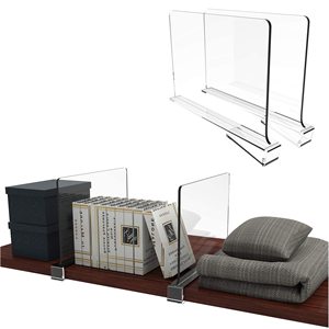 Séparateur d'étagère transparent en plastique <span class=keywords><strong>acrylique</strong></span> PS durable pour l'organisation des tiroirs et armoires domestiques, séparateur de rangement facile à clipser - Product Image 6