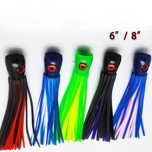 Señuelos de 6 y 8 pulgadas tipo Stubby Chugger, faldas de calamar con cuerpo similar a la carne de pulpo, versátiles para cebo de pez vela, marlín y mahi en agua salada. - Product Image 4