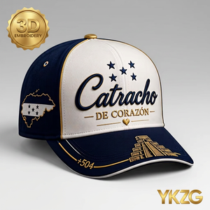 Gorra de Béisbol Premium de Algodón 100% con Bordado Dorado de Mapa de Pirámide <span class=keywords><strong>Maya</strong></span> y Bandera de Honduras Catracho de Corazón 504, Estilo Snapback - Product Image 1