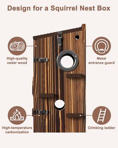 บ้านกระรอกกลางแจ้งพลังงานแสงอาทิตย์ กล้อง 2K ตรวจจับอัตโนมัติ ควบคุมผ่านแอพ WiFi กล่องรังกระรอกอัจฉริยะสำหรับการเฝ้าระวัง - Product Image 3