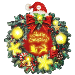 Guirlande <span class=keywords><strong>de</strong></span> Noël écologique en stock aux États-Unis, décorations lumineuses bleues à piles, en <span class=keywords><strong>papier</strong></span> enduit et EVA, ornements cadeaux du Nouvel An - Product Image 1