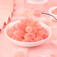 White Peach Flavored QQ Gummies, Loose Heart-shaped Mixed with Sugar