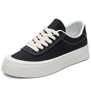 Spring New Hong Kong Style Men's Canvas Lace-Up <strong>Sneakers</strong> Thick <strong>Sole</strong> Casual Shoes - Product Image 5