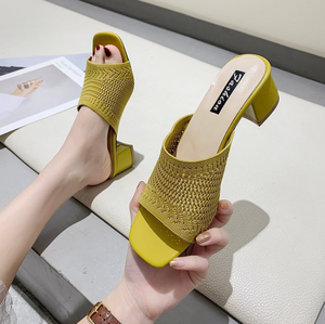 Pantofole <span class=keywords><strong>tacco</strong></span> alto da donna scarpe estive di grandi dimensioni con ampio Bar plissettato elegante vetro di vino Design per l'autunno - Product Image 6