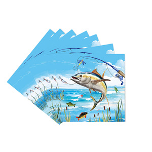 Servilletas de Papel Cuadradas con Temática de Pesca, 40-60 Piezas, Decoraciones de Cumpleaños, Impresión Digital Ecológica - Product Image 1