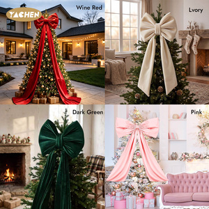 YACHEN Grand nœud en velours pour sommet de sapin de <span class=keywords><strong>Noël</strong></span>, décoration de fête de mariage, guirlande en satin, ornement suspendu pour <span class=keywords><strong>Noël</strong></span> et la maison - Product Image 5