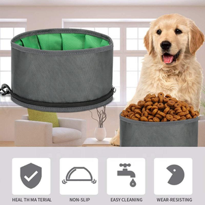 Mangkuk anjing nilon lipat portabel tahan air makanan hewan peliharaan & wadah air untuk perjalanan & penggunaan luar ruangan dengan Logo warna yang dapat disesuaikan - Product Image 3