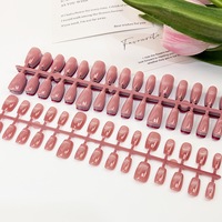 Uñas postizas de ojo de gato al por mayor, 30 unidades, cortas, tipo ataúd, de cobertura completa, puntas removibles, diseño para dedos.