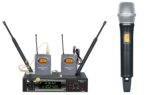 Sistema de micrófono inalámbrico profesional UHF X4 con auriculares de diadema mini True Diversity para presentaciones en escenario - Product Image 2