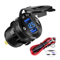 Prise de chargeur USB double avec voltmètre Quick Charge 3.0 12-24V USB Outlet for Car Boat RV Phone Holder