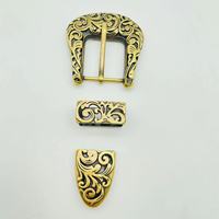 Ensemble de boucles de ceinture ethniques pour hommes/femmes, style western cowboy, en alliage antique, 3 pièces, motif floral de la dynastie Tang, 28 mm, placage écologique, ceintures