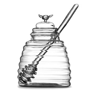 Custom Glass <b>Bee</b>-Shaped Honey Jar High-Borosilicate Transparent Honey Bottle Stirring Rod Storage Jar Jam Jar Lid Organizer - Product Image 4