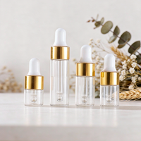 Botol Tetes Kaca Mini Bening 1ml 2ml 3ml 5ml Grosir, Botol Kecil Kosong untuk Serum, Parfum, Minyak dengan Pipet untuk Perawatan Kulit