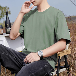 T-shirt unisexe col montant 305 GSM 100 % coton peigné respirant, coupe oversize, vierge, personnalisable avec logo, pour hommes et femmes, vente en gros - Product Image 1