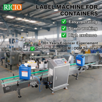 Étiqueteuse verticale automatique RICIO certifiée CE pour bidons carrés plats, double face, avec application d'étiquettes autocollantes