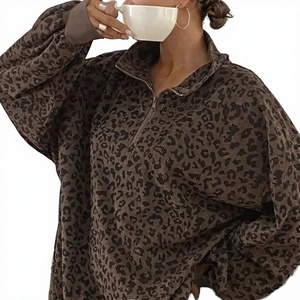 เสื้อฮู้ดแฟชั่นใหม่สำหรับผู้หญิง ทรงหลวม สวมใส่สบาย แขนยาว ลายเสือดาว ด้านหน้ากันยับ สไตล์ลำลอง วินเทจ สำหรับฤดูหนาว/ฤดูใบไม้ร่วง ใส่ได้ทุกวัน - Product Image 3