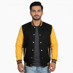Veste universitaire décontractée en cuir pour homme, sur mesure, en toile, design fabricant, vente en gros - Product Image 1