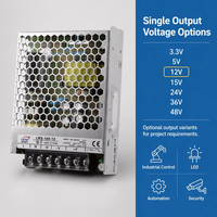 Alimentation à découpage régulée LEYU LRS-100-12 à sortie unique 12V 8.5A CC, source d'alimentation numérique réglable de laboratoire