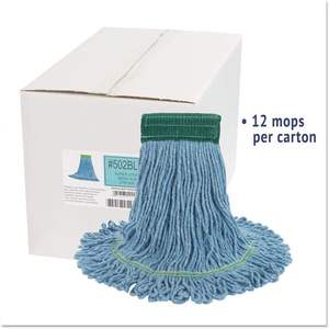 Boardwalk 502BLCT Super Loop Wet <b>Mop</b> <b>Head</b> Microfiber Cotton/Synthetic Medium Size Blue 12/Carton - Product Image 2