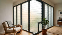 Fenêtre à persiennes horizontales en verre, design moderne, cadre en alliage d'aluminium, ouverture automatique ou manuelle, ventilation extérieure