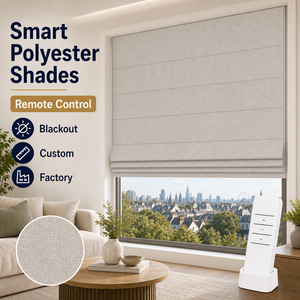 Motorized Smart Roman Shades Blackout Polyester Custom Size Remote Control Factory Price for Living Room US <strong>UK</strong> - Product Image 1