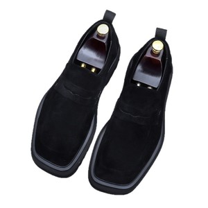 Zapatos casuales de cuero vacuno para deportes de ocio, suela de goma de ante negro italiano hecha a mano, zapatos de negocios para hombre - Product Image 5