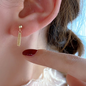 Women's Single Earrings 925 Silver Heart Shape Water Drop Chain Stud Earring - Product Image 6