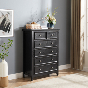 Modern Solid Wood <b>6</b>-<b>Drawer</b> Dresser Cabinet with Adjustable Height & Easy Assembly for Bedroom Storage - Product Image 2