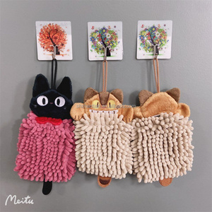 <span class=keywords><strong>Serviette</strong></span> <span class=keywords><strong>à</strong></span> main brodée en chenille motif animal de dessin animé mignon, séchage rapide, <span class=keywords><strong>à</strong></span> suspendre, pour la maison, la cuisine et la salle de bain - Product Image 1