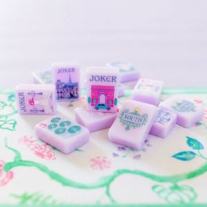 Modernas y Lujosas Fichas <span class=keywords><strong>de</strong></span> Mahjong Púrpuras con Diseños Florales y Arquitectónicos, Elegante Juego Americano para Regalos Navideños, Juegos <span class=keywords><strong>de</strong></span> Casino - Product Image 2