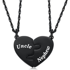 Collana con Ciondolo a Cuore per Madre <span class=keywords><strong>e</strong></span> Figlio in Acciaio Inossidabile Nero, Set da 2 Pezzi, Collana con Ciondolo Puzzle per Padre <span class=keywords><strong>e</strong></span> Figlia - Product Image 6
