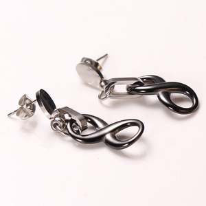 Boucles d'oreilles pendantes en céramique blanche, géométriques, en acier inoxydable, pour femmes, bijoux tendance - Product Image 4