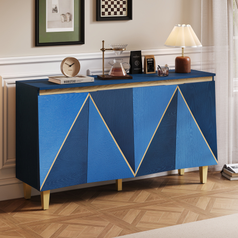 Bleu marine foncé + Bleu marine clair + Bois massif + MDF