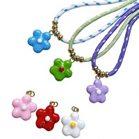 Collier en paracorde tressé avec pendentif fleur en cuivre, perles en cuivre plaqué or, collier ras du cou en corde tressée pour femme, bijoux