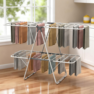 Tendedero de Ropa Plegable de Doble Capa con Alas, Portátil para el Hogar, Resistente al Óxido, Soporte Metálico para Secar Ropa en Casa - Product Image 5
