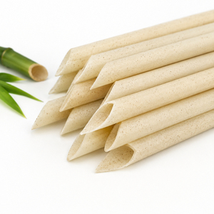Custom Printed Retail Box Packaging Bulk Wholesale <b>Bamboo</b> Fiber Sharp Bevel Cut <b>Straws</b> Biodegradable Straight Plant <b>Straw</b> - Product Image 3
