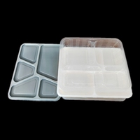Barquettes alimentaires jetables personnalisées à 4-5 compartiments, compatibles micro-ondes, pour plats à emporter, restaurants, en PP de qualité alimentaire, transparentes