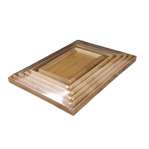 Bandeja de bambú de estilo japonés, bandeja rectangular para servir té, café, uso en hoteles y restaurantes, acabado de carbonización de color sólido - Product Image 4