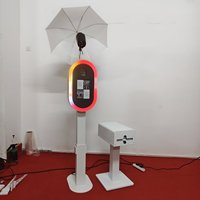 Machine de photomaton instantané ovale à LED de style moderne, compatible iPad et DSLR, en métal, Wi-Fi, pour événements professionnels et commerciaux