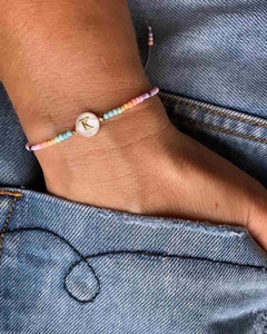 <b>Boho</b> Friendship <b>Bracelets</b> for Women with Mother of Pearl Alphabet Beads Miyuki Seed Beaded <b>Bracelet</b> Handmade Dainity Jewelry - Product Image 2