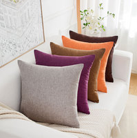 Housses de coussin carrées en polyester et lin tissé uni, réutilisables, personnalisables, pour hôtels et usage domestique – Vente en gros